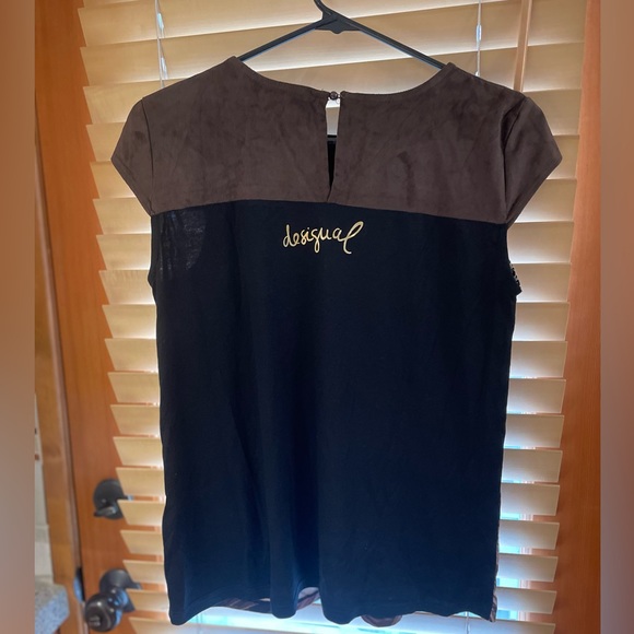 Desigual brown top shirt with cap sleeves size Y NWT NEW with tag - Picture 3 of 12